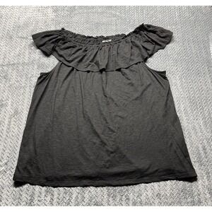 J Jill Top Womens 3X Black Sleeveless Ruffle‎ Casual Comfort Plus